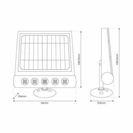 LED Solární nástěnná lampa se senzorem LED/8W/3,7V 4000 mAh 4000K IP65