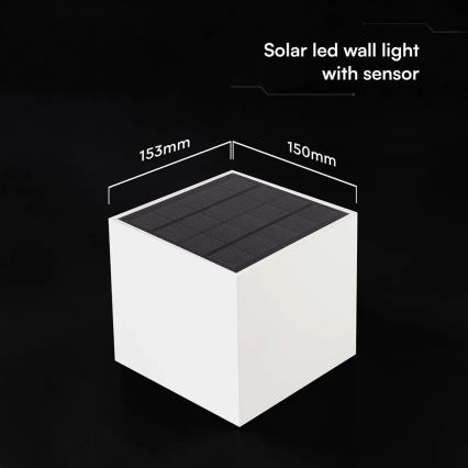 LED Solární nástěnné svítidlo se senzorem LED/9W/3,7V 3000/4000/5000K IP65 2600 mAh bílá