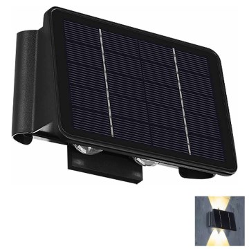 LED Solární nástěnné svítidlo 4xLED/1,5W/3,7V 1500 mAh IP54 černá