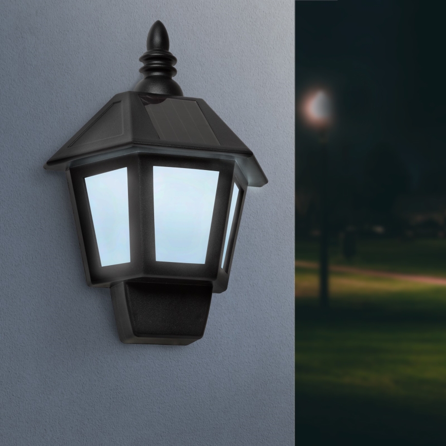 LED Solární nástěnné svítidlo LED/0,2W/1,2V 400mAh IP44 černá