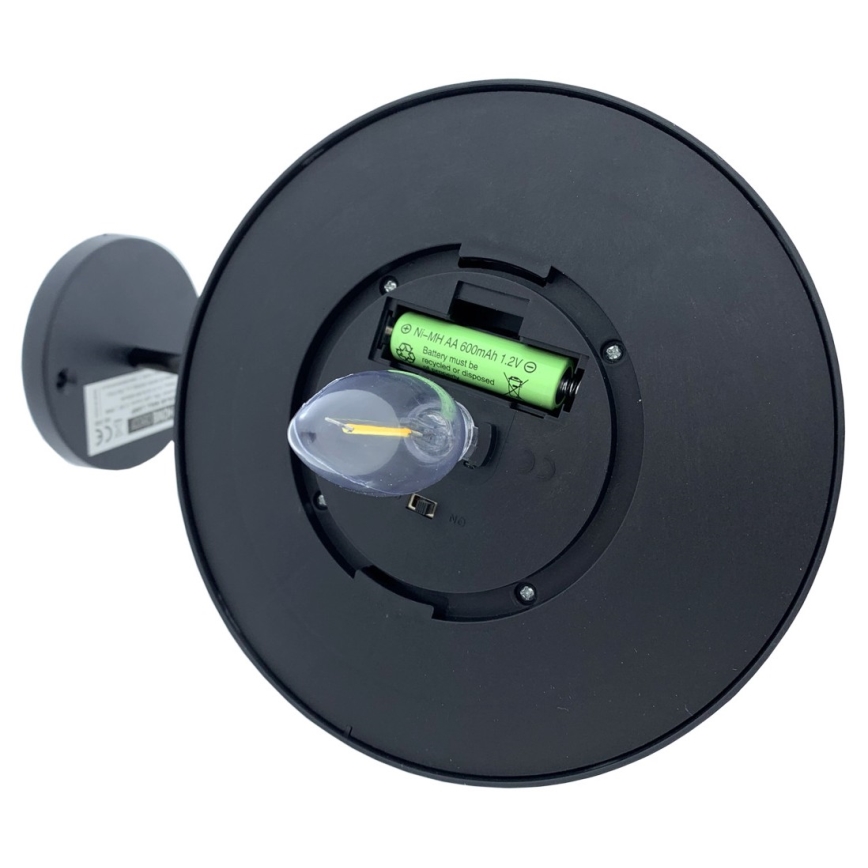 LED Solární nástěnné svítidlo LED/0,5W/1,2V 600 mAh IP44 černá