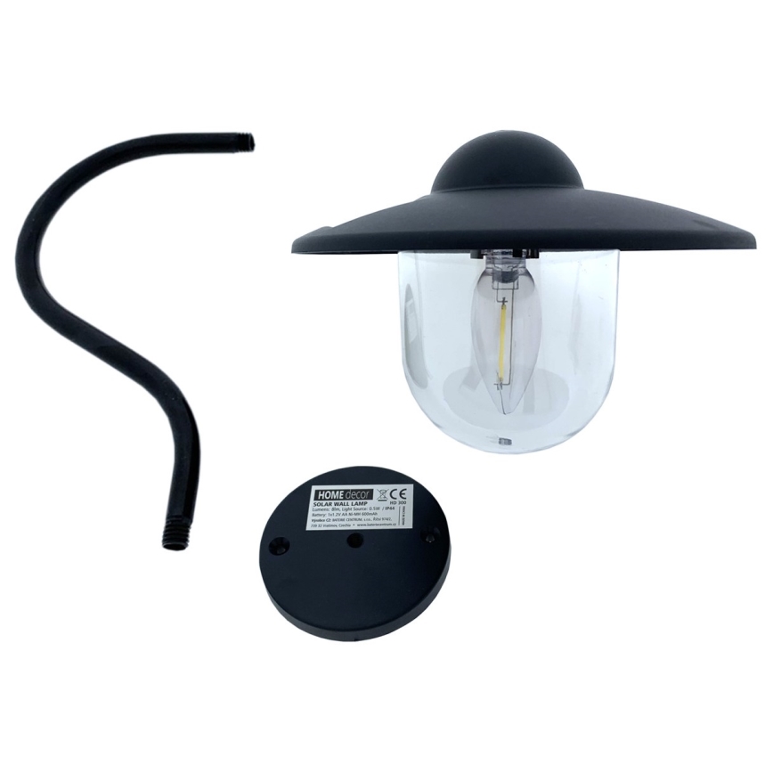 LED Solární nástěnné svítidlo LED/0,5W/1,2V 600 mAh IP44 černá