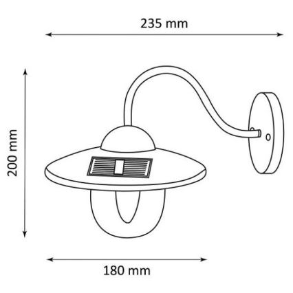 LED Solární nástěnné svítidlo LED/0,5W/1,2V 600 mAh IP44 černá