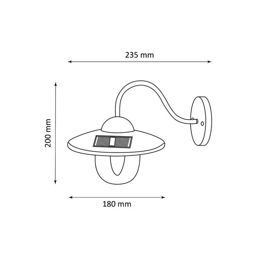 LED Solární nástěnné svítidlo LED/0,5W/1,2V 600 mAh IP44 černá
