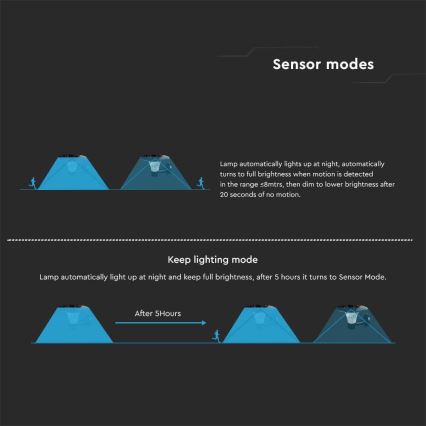 LED Solární nástěnné svítidlo se senzorem LED/15W/3,2V 4000K/6000K IP65