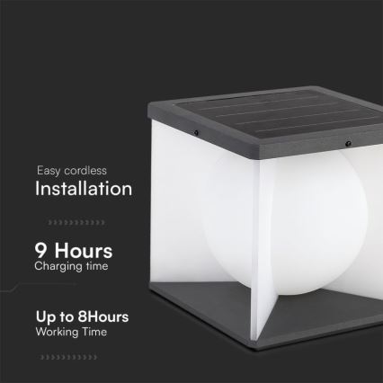 LED Stmívatelné solární nástěnné svítidlo LED/3W/3,7V IP65 3000K + dálkové ovládání