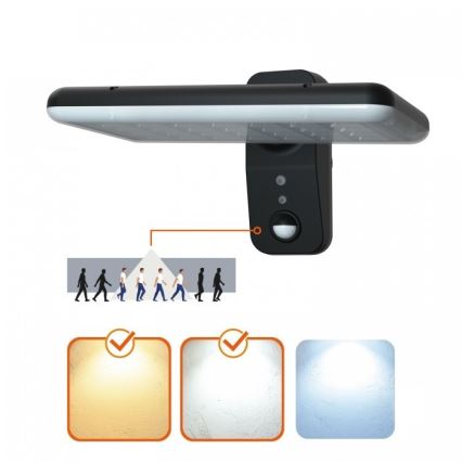 LED Solární nástěnné svítidlo se senzorem PHOENIX LED/15W/3,2V 3000/4000K IP65 6000 mAh