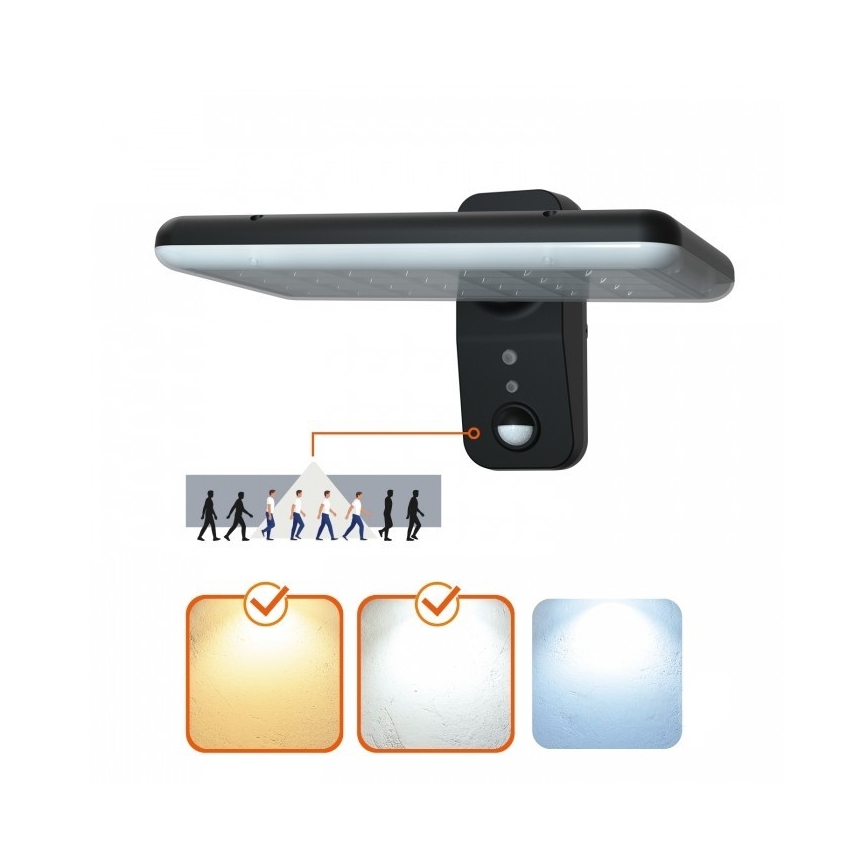 LED Solární nástěnné svítidlo se senzorem PHOENIX LED/15W/3,2V 3000/4000K IP65 6000 mAh