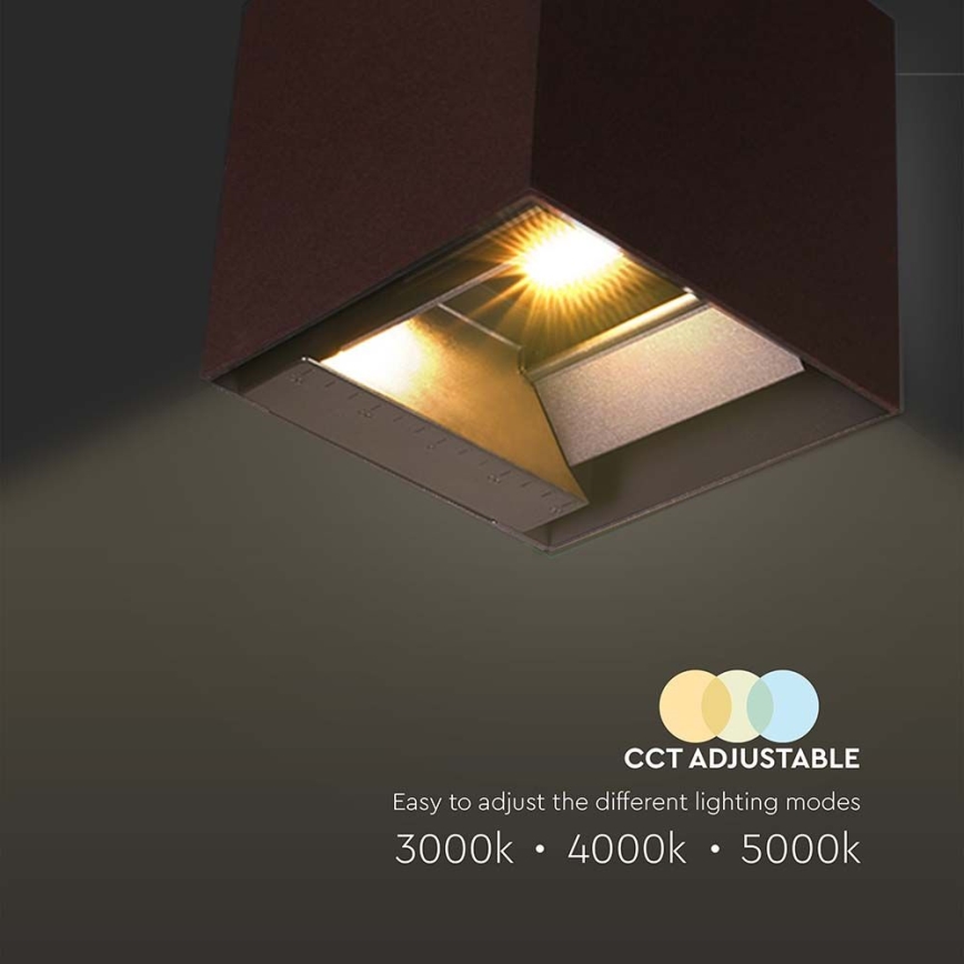 LED Solární nástěnné svítidlo se senzorem LED/9W/3,7V 3000/4000/5000K 2600 mAh IP65 hnědá