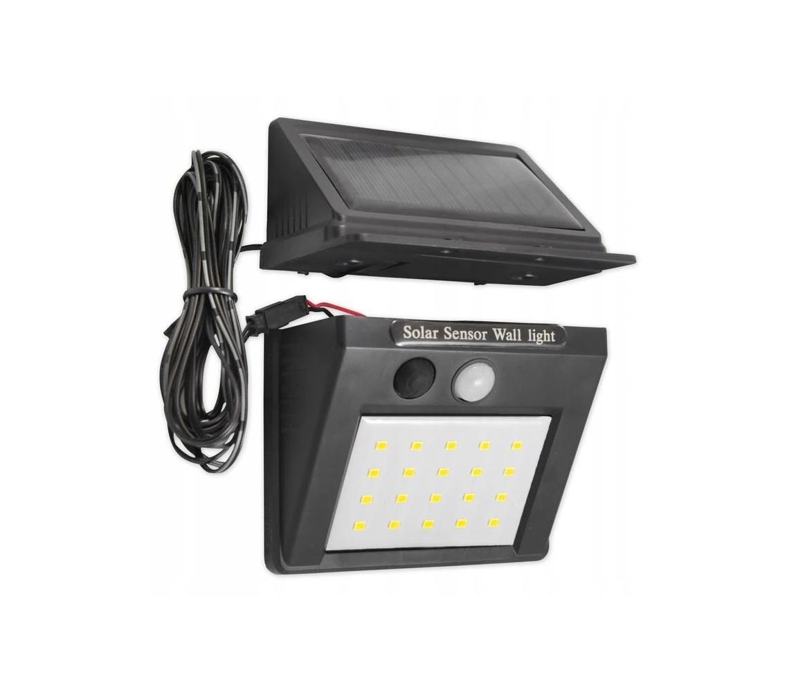 LED Solární nástěnné svítidlo se senzorem a externím panelem LED/0,55W/3,7V IP65