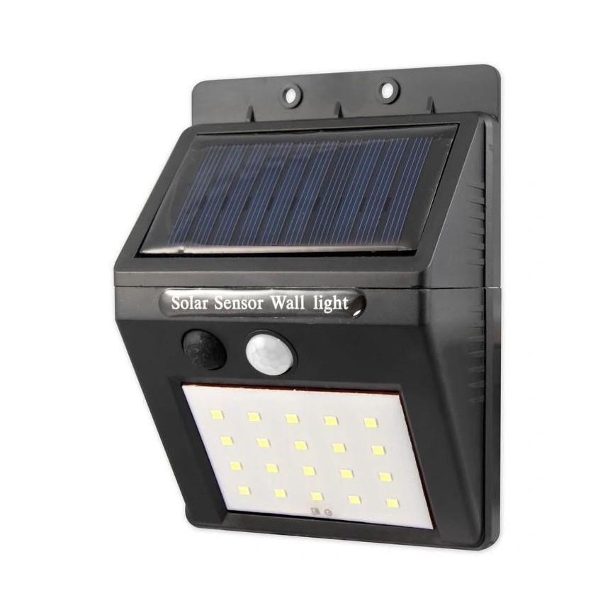 LED Solární nástěnné svítidlo se senzorem a externím panelem LED/0,55W/3,7V IP65
