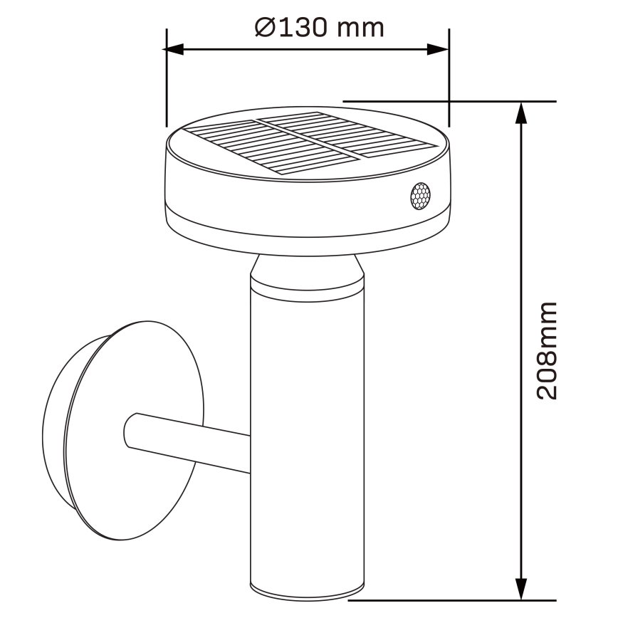 LED Solární nástěnné svítidlo se senzorem GWINEA LED/4,5W/3,7V IP44 černá