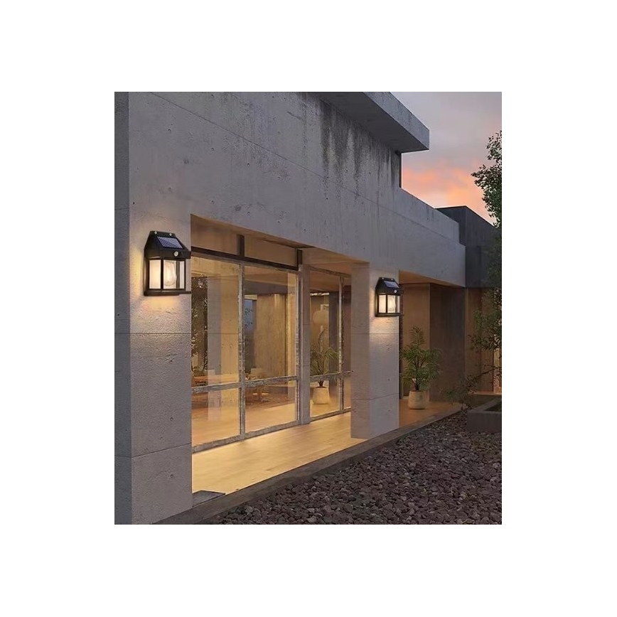 LED Solární nástěnné svítidlo se senzorem LANTER LED/1W/3,7V 1200 mAh IP44 černá