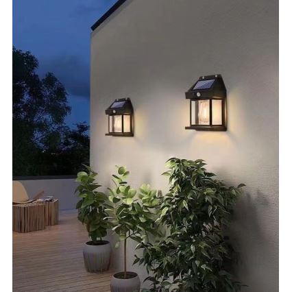LED Solární nástěnné svítidlo se senzorem LANTER LED/1W/3,7V 1200 mAh IP44 černá