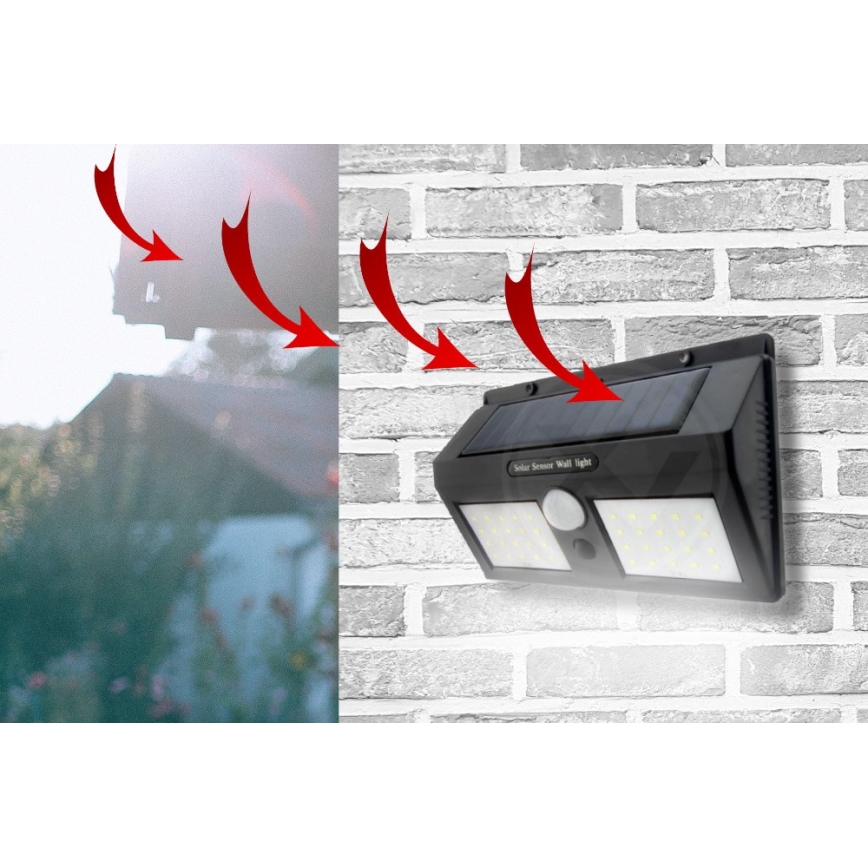 LED Solární nástěnné svítidlo se senzorem LED/1,2W/3,7V 1200 mAh IP54
