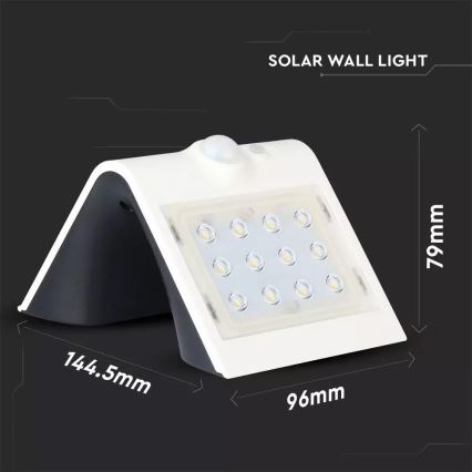 LED Solární nástěnné svítidlo se senzorem LED/1.5W/3,7V IP65