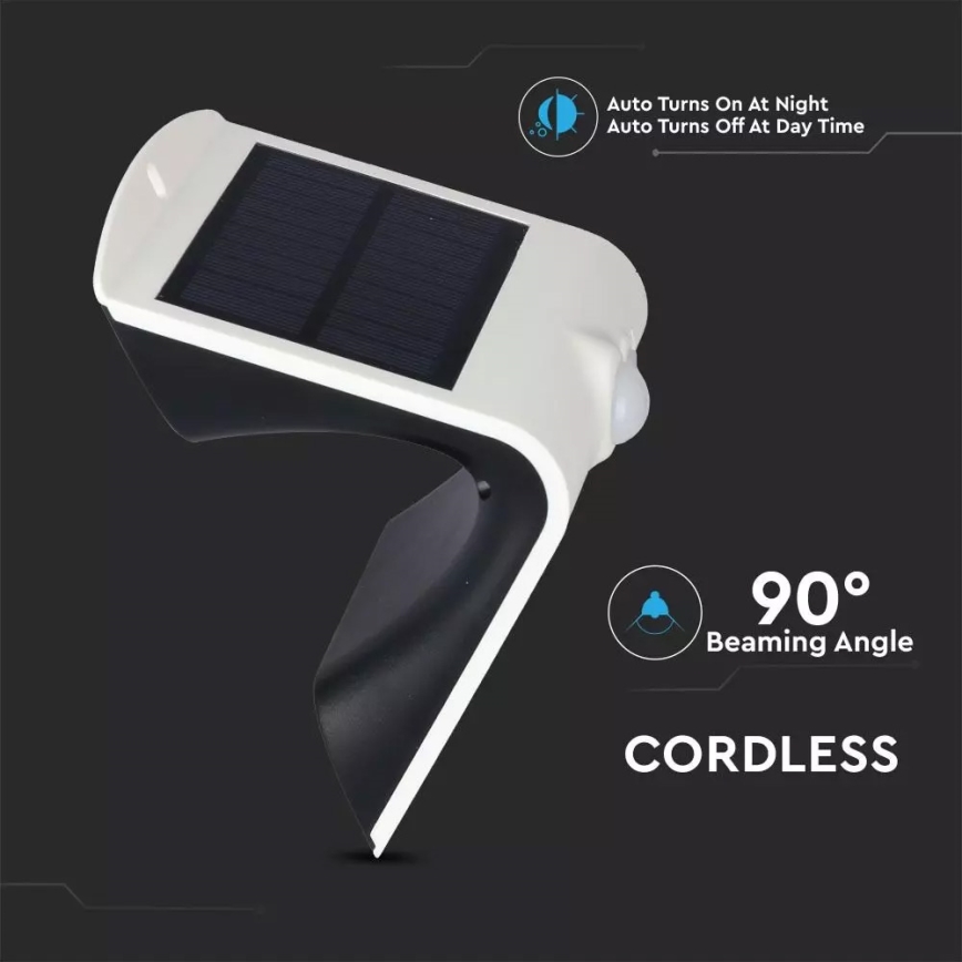 LED Solární nástěnné svítidlo se senzorem LED/1.5W/3,7V IP65 1200 mAh