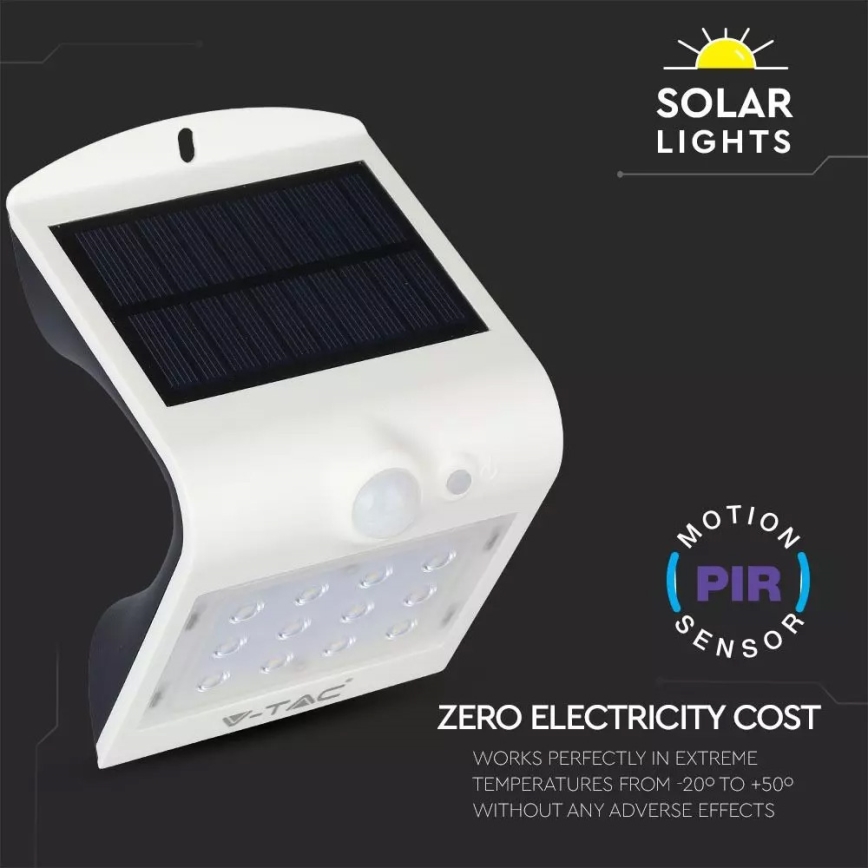 LED Solární nástěnné svítidlo se senzorem LED/1.5W/3,7V IP65 1200 mAh