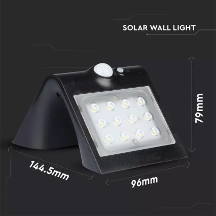 LED Solární nástěnné svítidlo se senzorem LED/1.5W/3,7V IP65