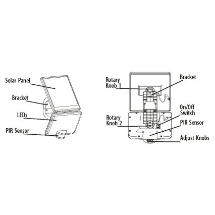 LED Solární nástěnné svítidlo se senzorem LED/12W/3,7V 4000 mAh IP54