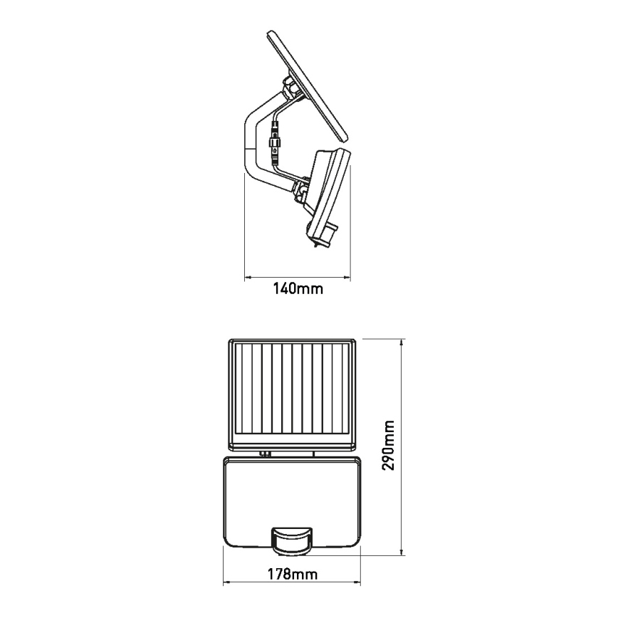 LED Solární nástěnné svítidlo se senzorem LED/12W/3,7V 4000 mAh IP54