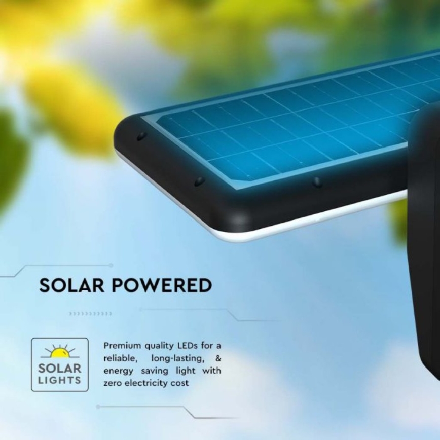 LED Solární nástěnné svítidlo se senzorem LED/15W/3,2V 4000K/6000K IP65 6000 mAh černá