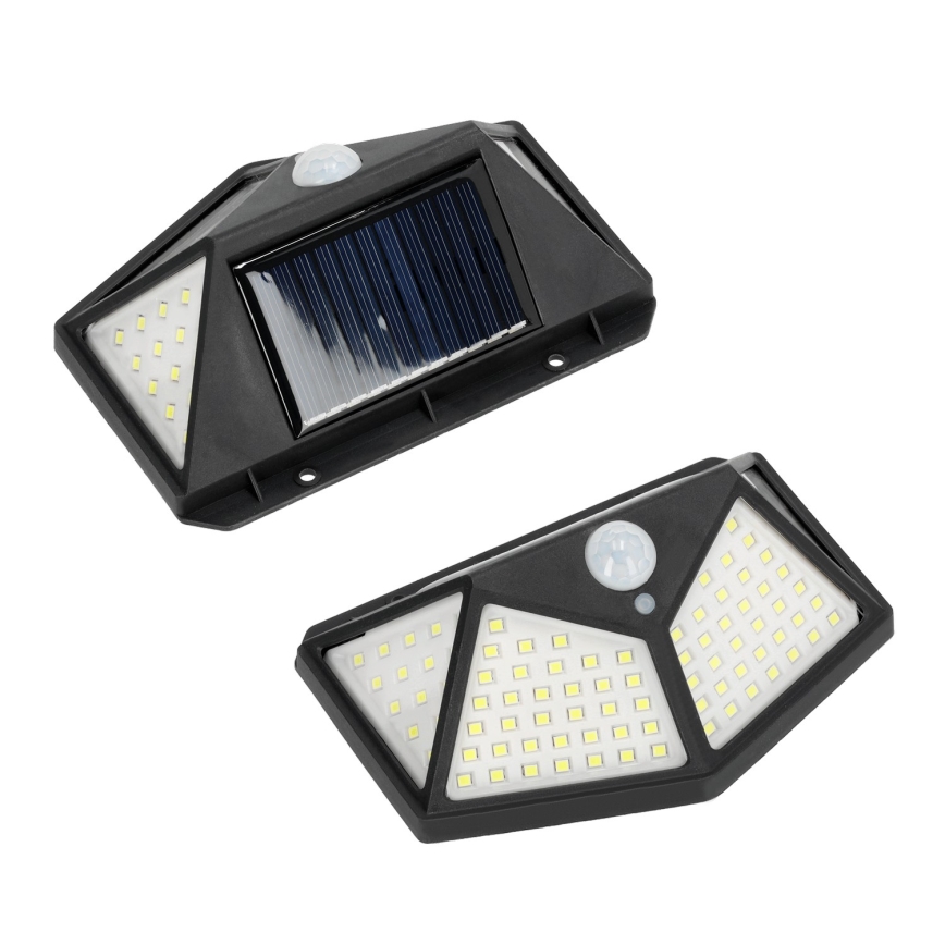LED Solární nástěnné svítidlo se senzorem LED/1W/3,7V 6500K IP44 1200 mAh