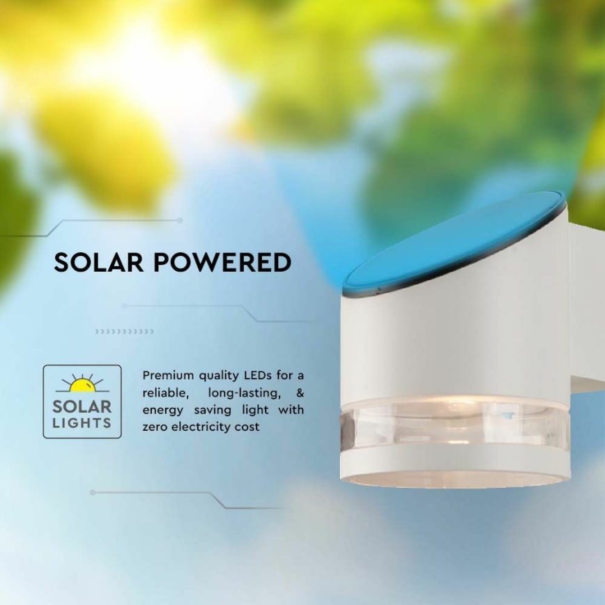 LED Solární nástěnné svítidlo se senzorem LED/1W/3,7V IP54 3000K 1200 mAh bílá