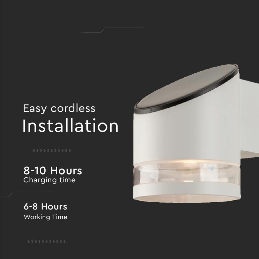 LED Solární nástěnné svítidlo se senzorem LED/1W/3,7V IP54 3000K 1200 mAh bílá