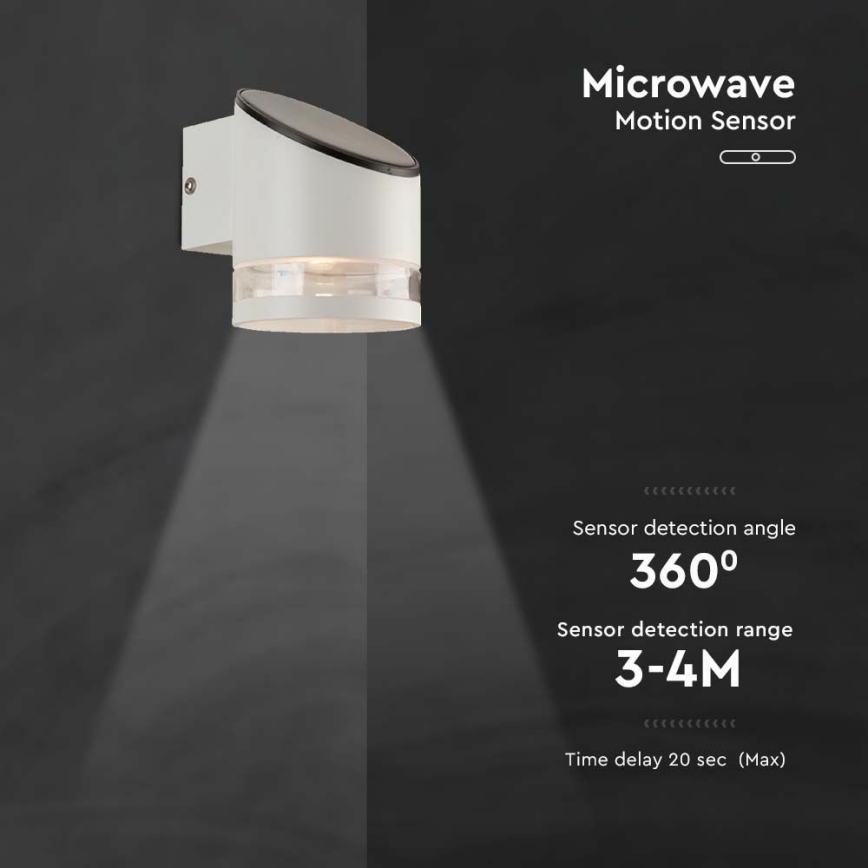 LED Solární nástěnné svítidlo se senzorem LED/1W/3,7V IP54 3000K 1200 mAh bílá