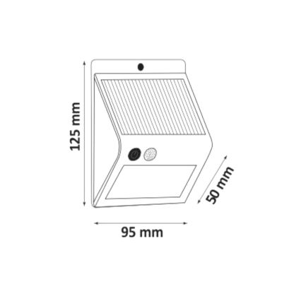 LED Solární nástěnné svítidlo se senzorem LED/2,2W IP44
