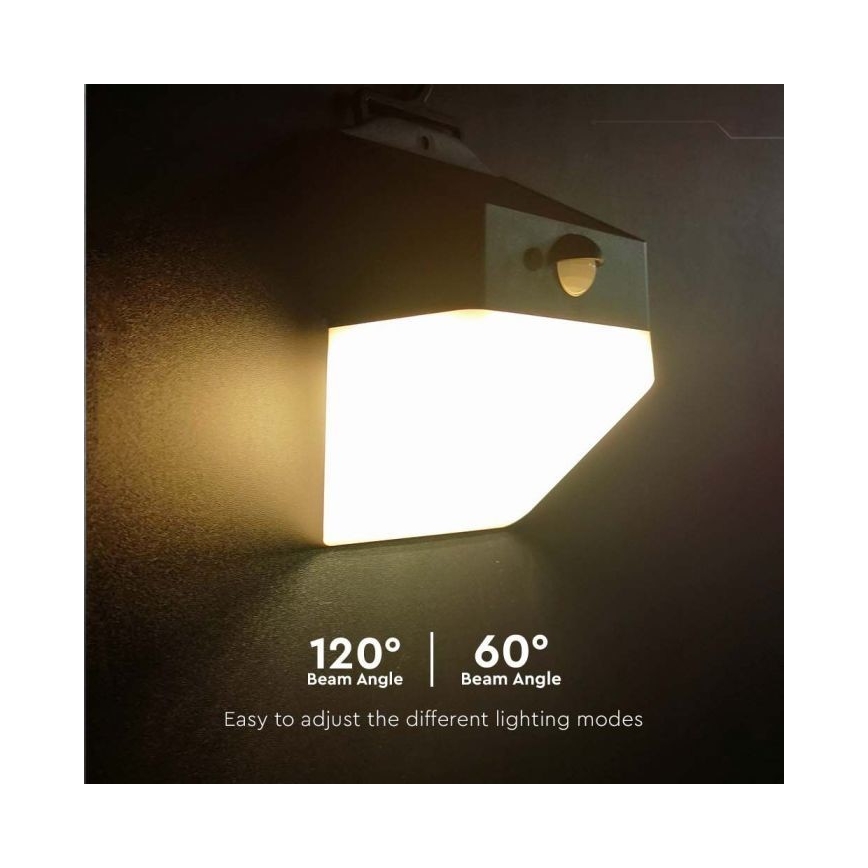 LED Solární nástěnné svítidlo se senzorem LED/2W/3,7V 4000K IP65 1200 mAh
