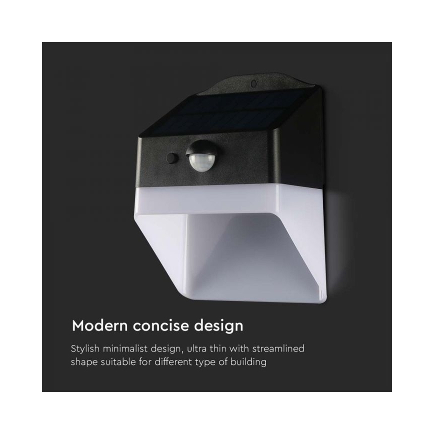 LED Solární nástěnné svítidlo se senzorem LED/2W/3,7V 4000K IP65