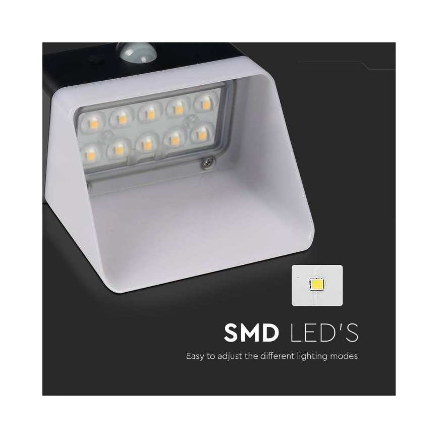 LED Solární nástěnné svítidlo se senzorem LED/2W/3,7V 4000K IP65
