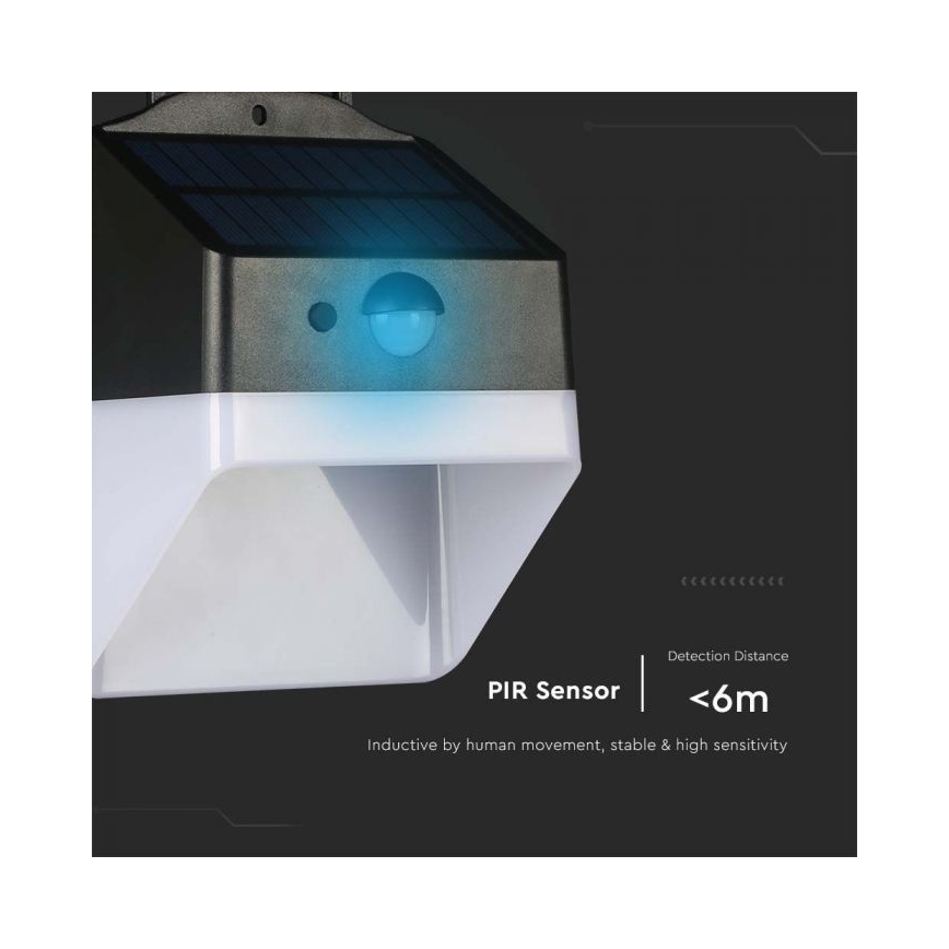 LED Solární nástěnné svítidlo se senzorem LED/2W/3,7V 4000K IP65