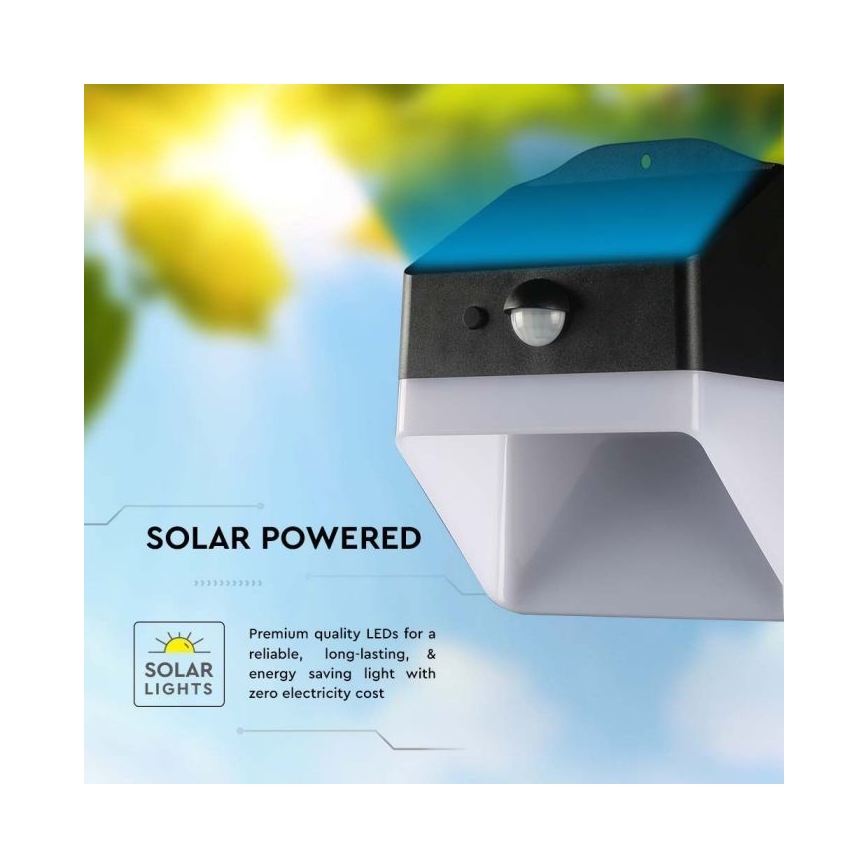 LED Solární nástěnné svítidlo se senzorem LED/2W/3,7V 4000K IP65