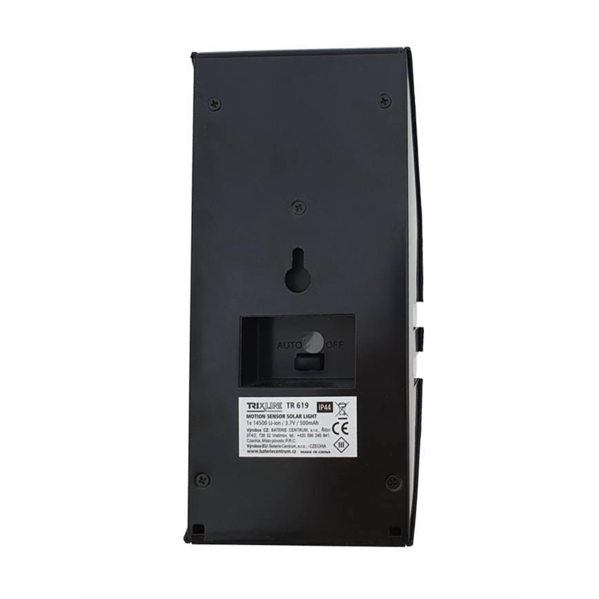 LED Solární nástěnné svítidlo se senzorem LED/3,7V 500 mAh IP44 černá