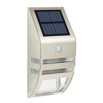 LED Solární nástěnné svítidlo se senzorem LED/3,7V 500 mAh IP44 matný chrom