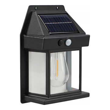 LED Solární nástěnné svítidlo se senzorem LED/3,7V 600 mAh IP44 černá