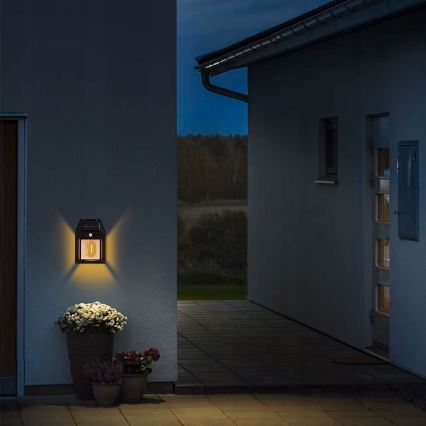 LED Solární nástěnné svítidlo se senzorem LED/3,7V 600 mAh IP44 černá