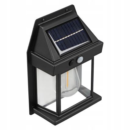 LED Solární nástěnné svítidlo se senzorem LED/3,7V 600 mAh IP44 černá