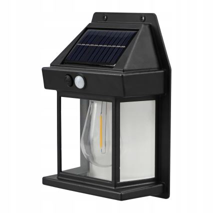 LED Solární nástěnné svítidlo se senzorem LED/3,7V 600 mAh IP44 černá