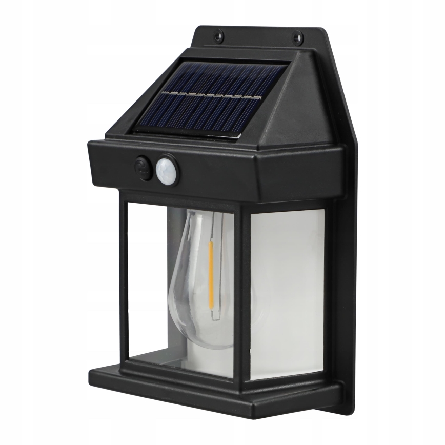 LED Solární nástěnné svítidlo se senzorem LED/3,7V 600 mAh IP44 černá