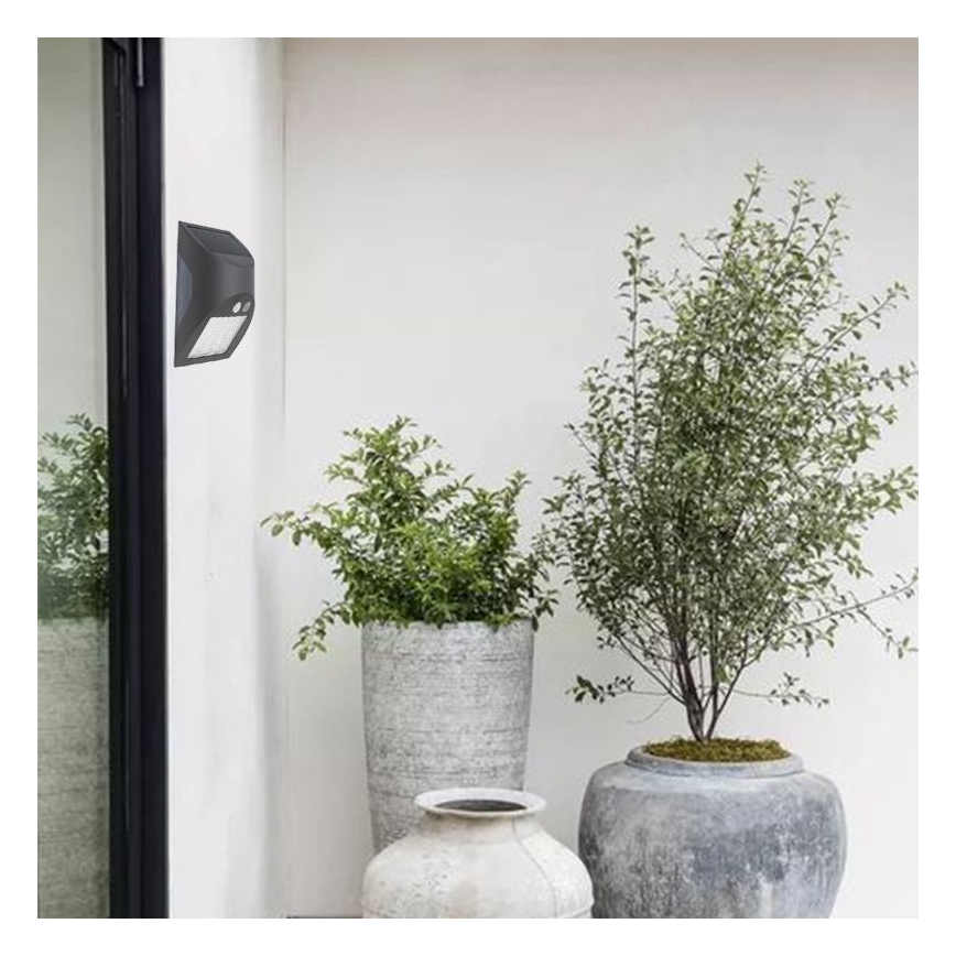 LED Solární nástěnné svítidlo se senzorem LED/3W/3,7V 3000/4000K 1200 mAh IP54 antracit