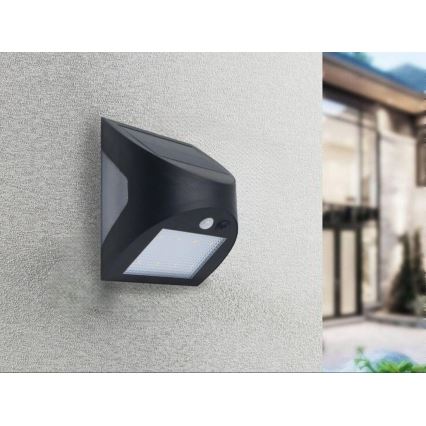 LED Solární nástěnné svítidlo se senzorem LED/3W/3,7V 3000/4000K 1200 mAh IP54 černá