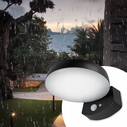 LED Stmívatelné solární nástěnné svítidlo se senzorem LED/3W/3,7V 1800 mAh IP54 černá