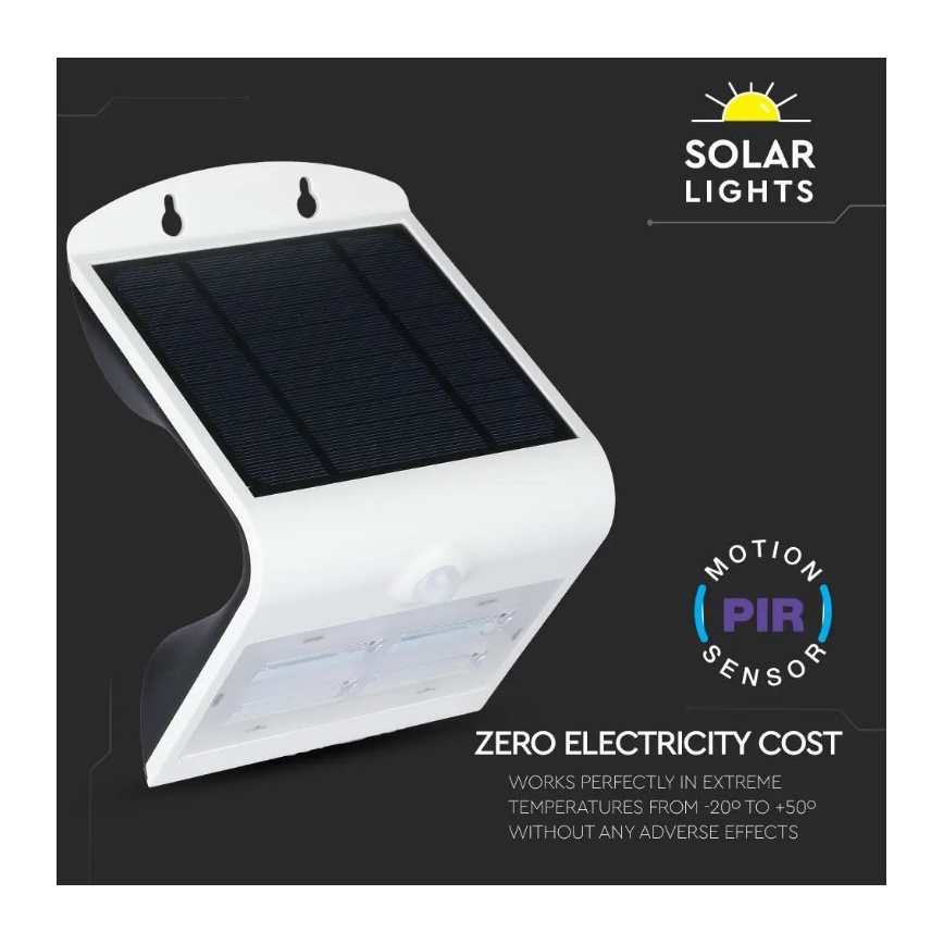 LED Solární nástěnné svítidlo se senzorem LED/3W/3,7V 3000/4000K IP65 bílá