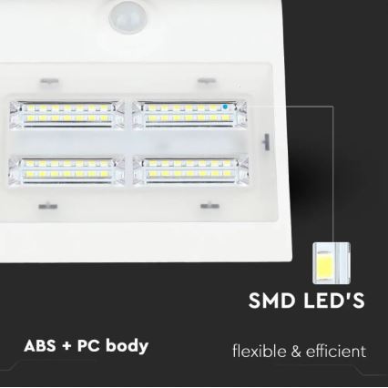 LED Solární nástěnné svítidlo se senzorem LED/3W/3,7V 3000/4000K IP65 bílá