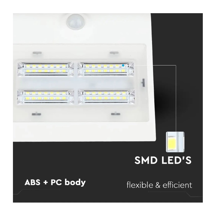 LED Solární nástěnné svítidlo se senzorem LED/3W/3,7V 3000/4000K IP65 bílá