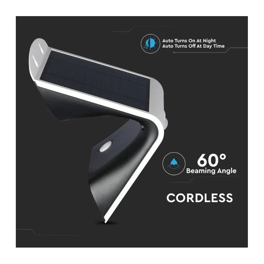 LED Solární nástěnné svítidlo se senzorem LED/3W/3,7V 3000/4000K IP65 bílá